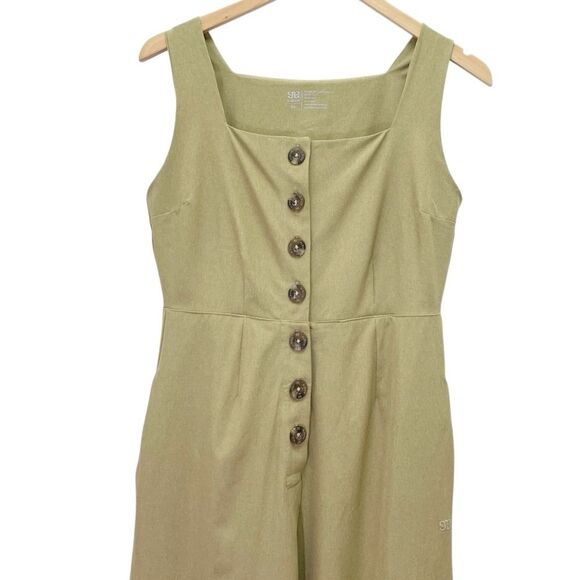 Albion Jumpsuit Size XS Button Front Wide Leg Warm Sage Sleeveless One Piece - Picture 4 of 9